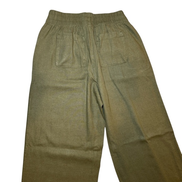 Old Navy Woman’s Wide Leg Comfort Stretch Khaki Green Linen Pant Size XS - Picture 7 of 9